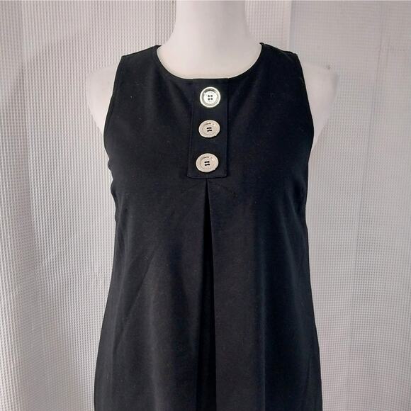 MICHAEL KORS! BLACK KNIT, SILVER BUTTONS RETRO INSPIRED SHIFT STYLE DRESS! SZ S - Picture 3 of 9